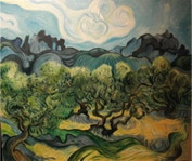 Gli ulivi - copia d'autore Vincent Van Gogh - pittura a olio