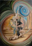 Equilibrio - dipinto ad olio - figure