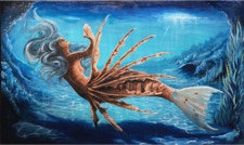 La sirena - water art - under water art - acrilic paint