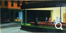 Riproduzione di copie d'autore, olio su tela, Hopper, I nottambuli, nighthawks, quadro a olio